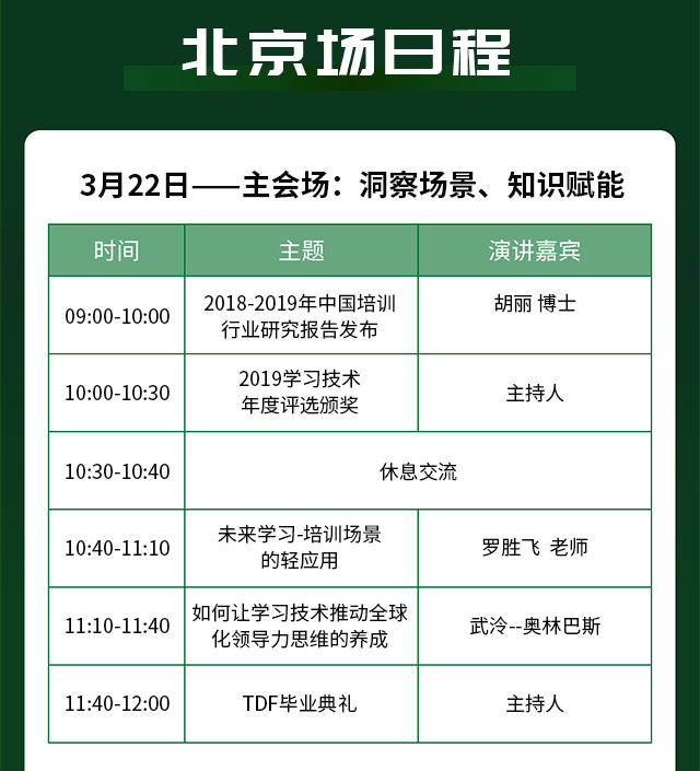 北京场日程安排